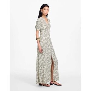NWT Madewell Puff-Sleeve V-Neck Midi Maxi Dress Harper Floral Ivory Sz 10